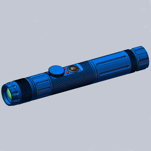 군사 방위 레일 장착 초점 조정 가능한 파란색 LED 조명기 전술 레이저 손전등 지정자